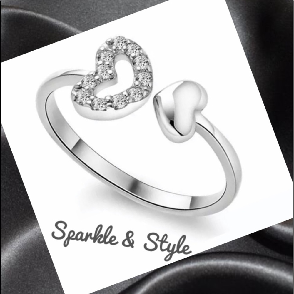 💞 New Silver Double Hearts Ring 💞